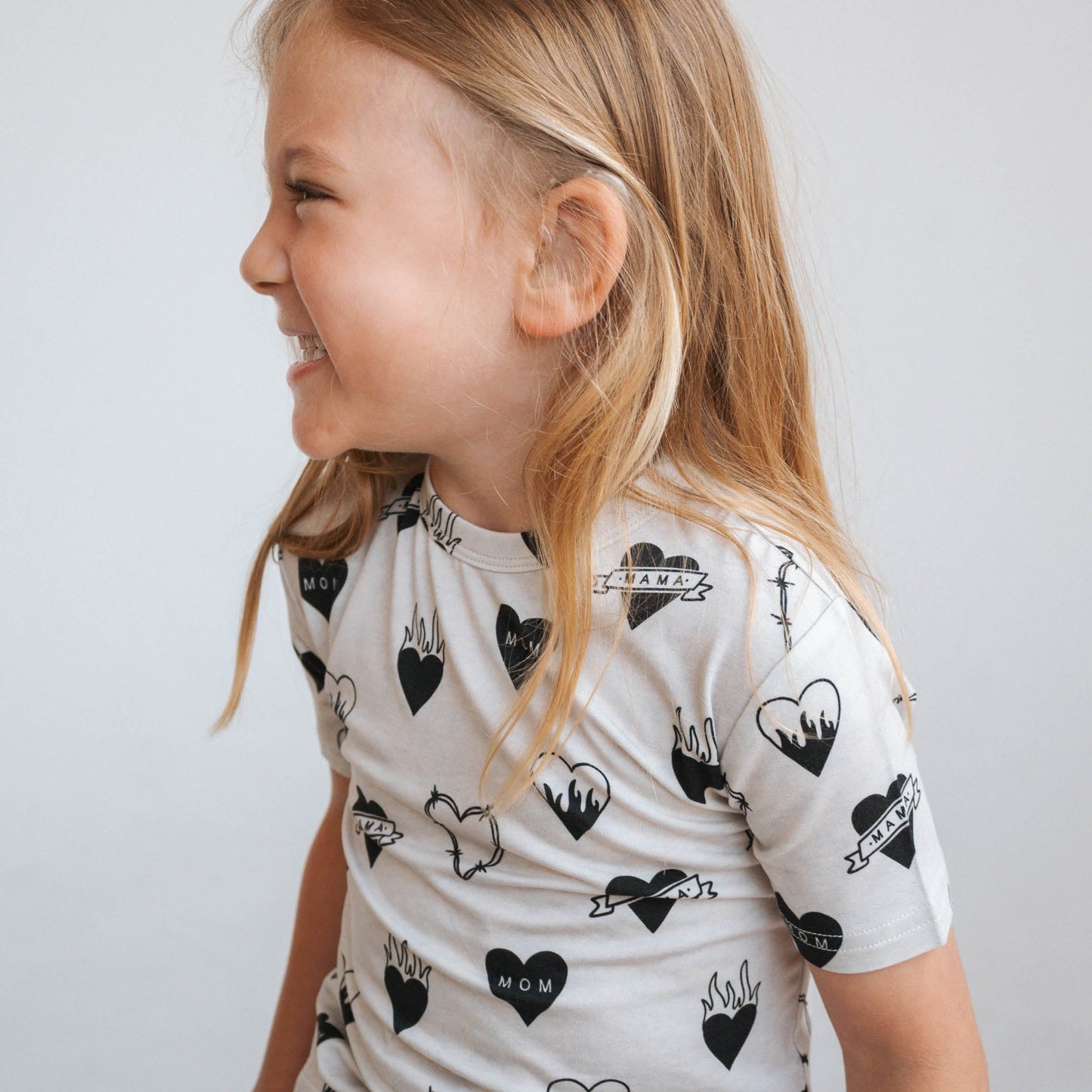 Tattoo Heart Heather Grey | Bamboo Viscose Two Piece Set