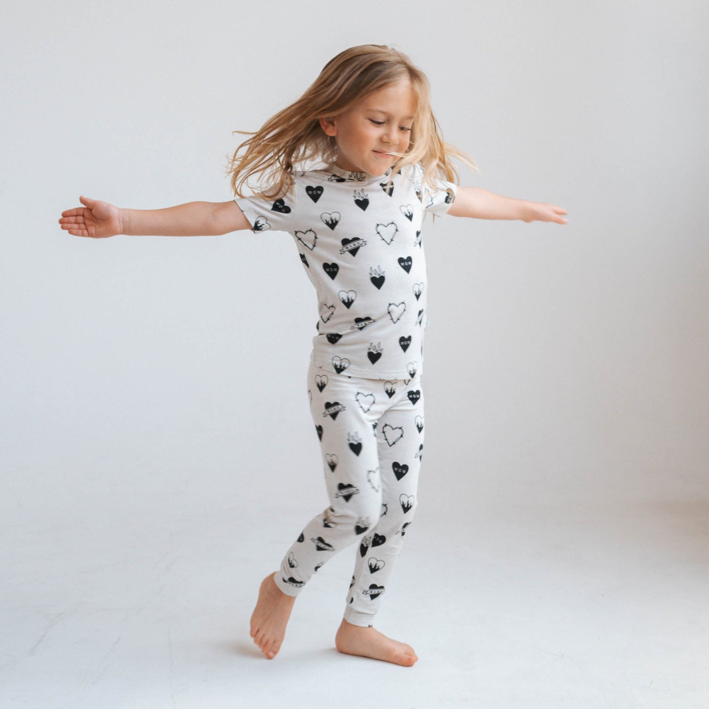 Tattoo Heart Heather Grey | Bamboo Viscose Two Piece Set