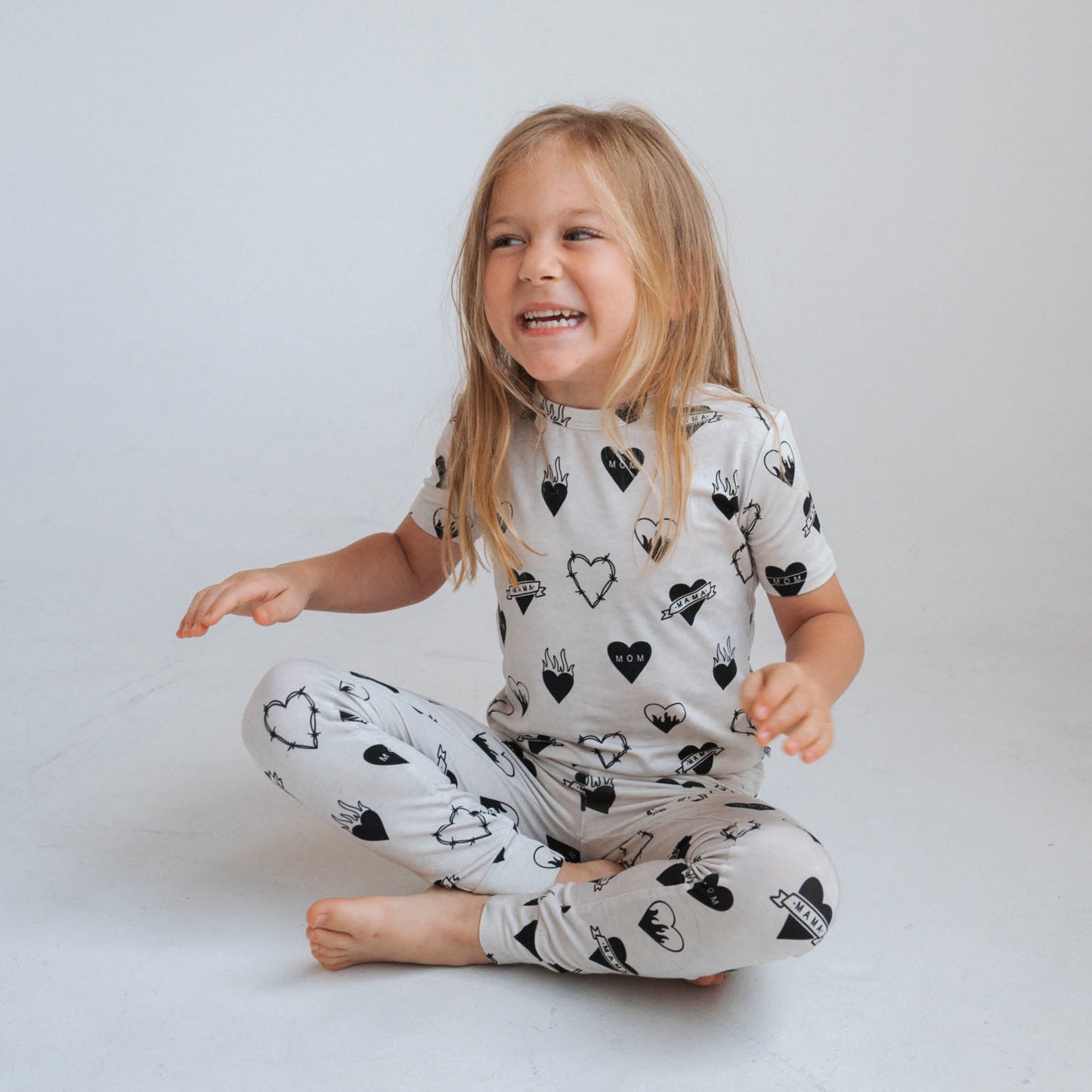 Tattoo Heart Heather Grey | Bamboo Viscose Two Piece Set