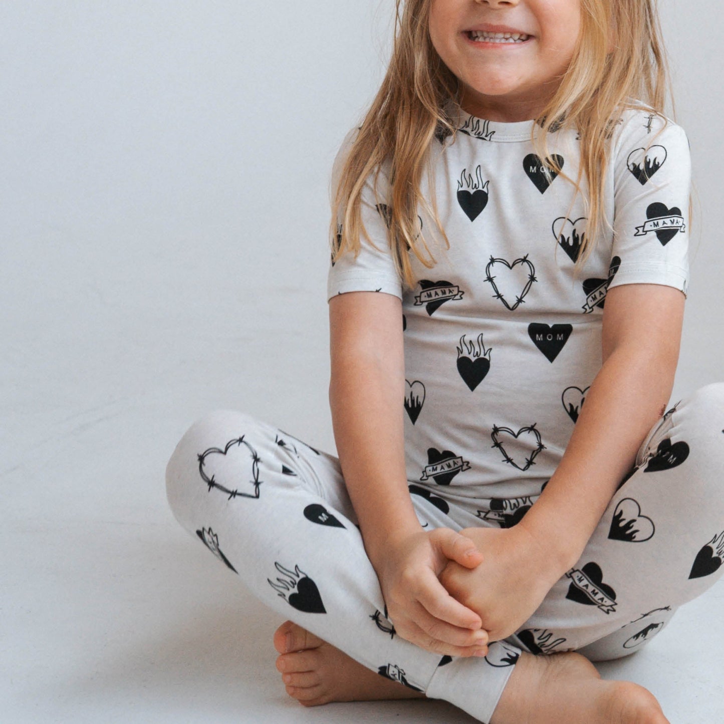Tattoo Heart Heather Grey | Bamboo Viscose Two Piece Set