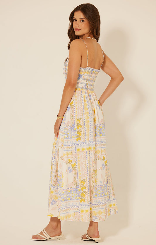 Yellow Blue Maxi Summer Dress