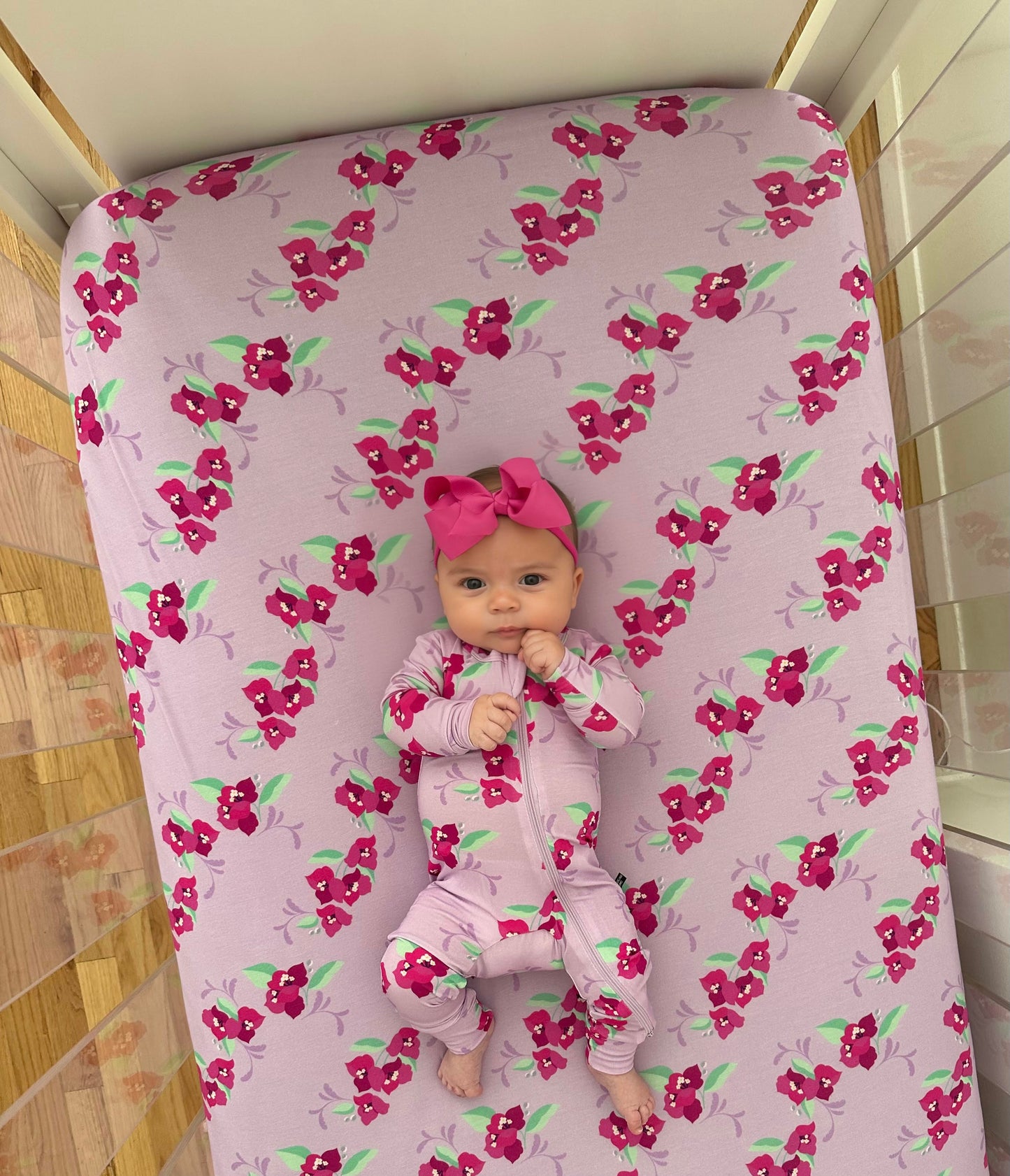 Crib Sheet in Floral Lilac