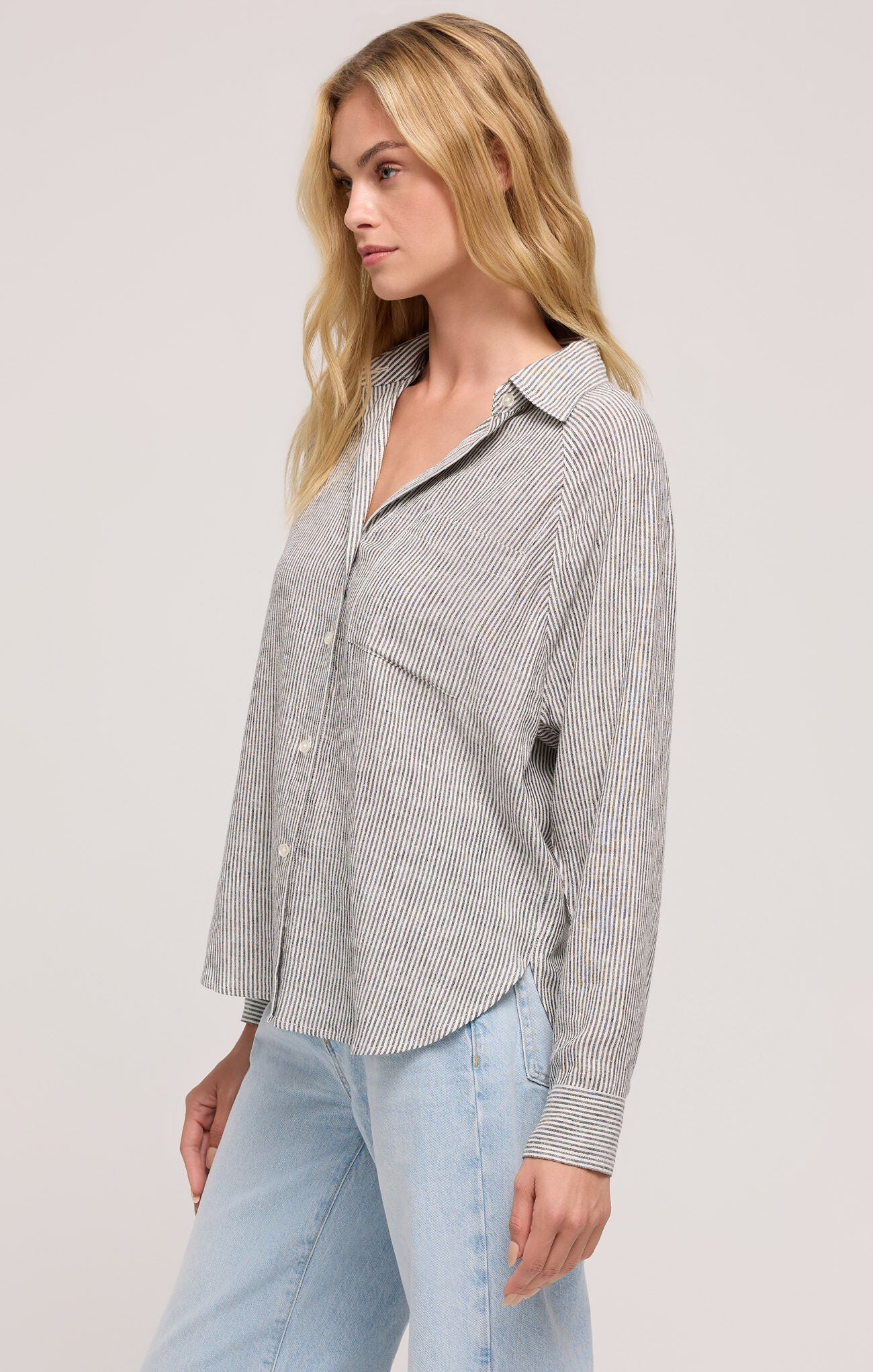PERFECT LINEN STRIPE TOP