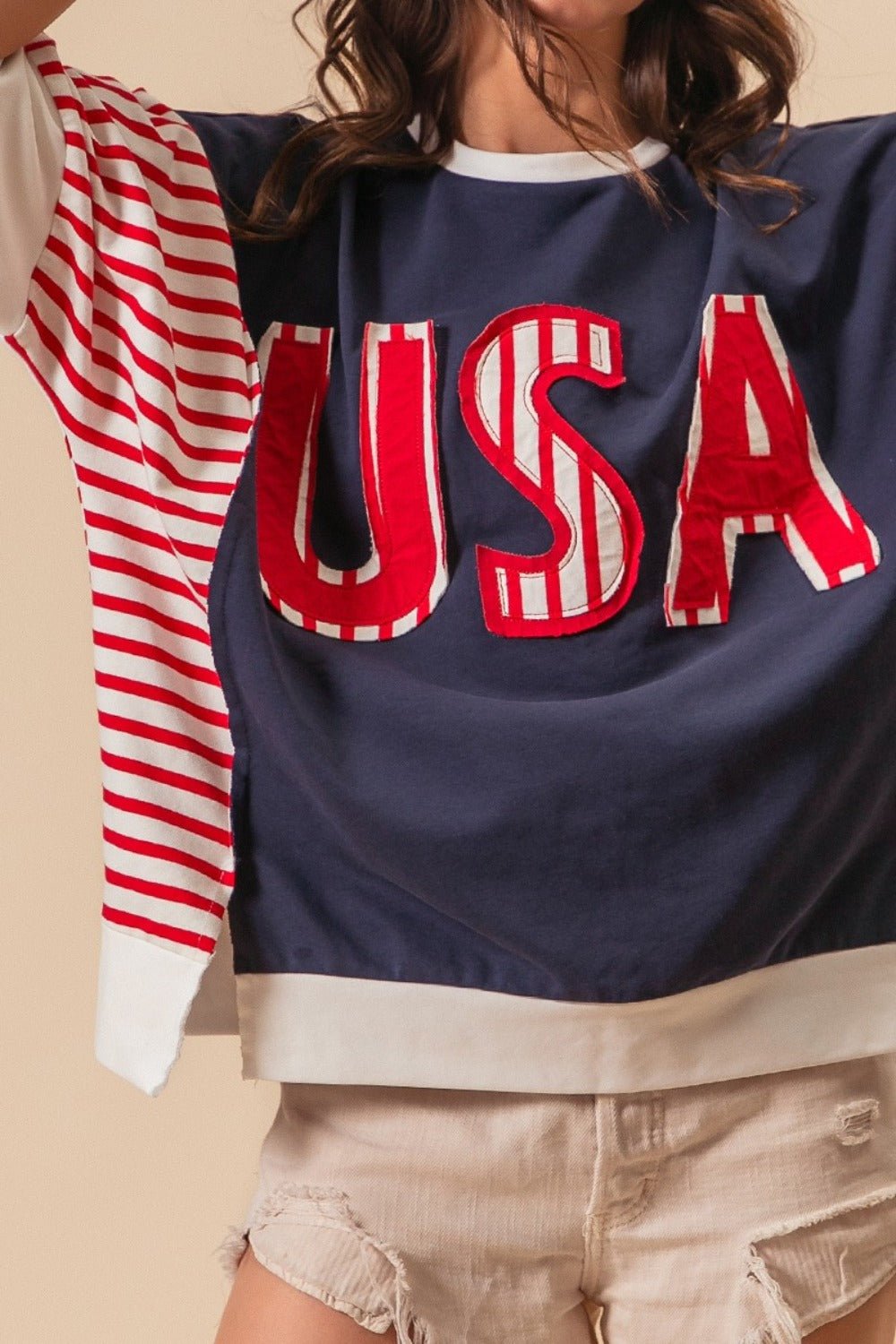 USA Letter Patchwork Contrast Short Sleeve T - Shirt - Mack & Harvie