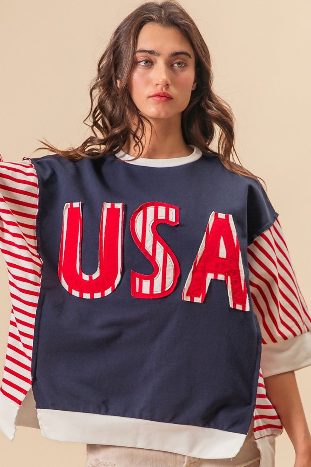 USA Letter Patchwork Contrast Short Sleeve T - Shirt - Mack & Harvie