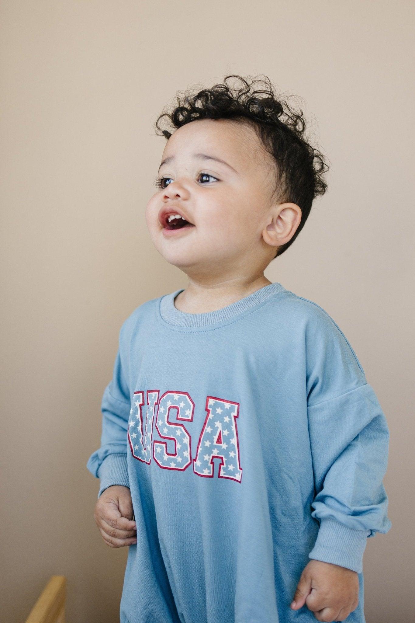 USA Star Bamboo Sweatshirt Romper