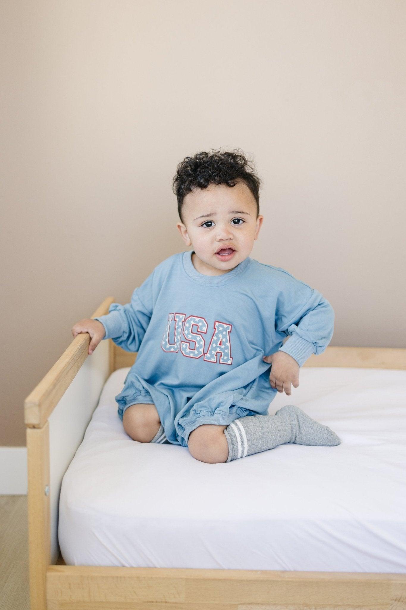 USA Star Bamboo Sweatshirt Romper