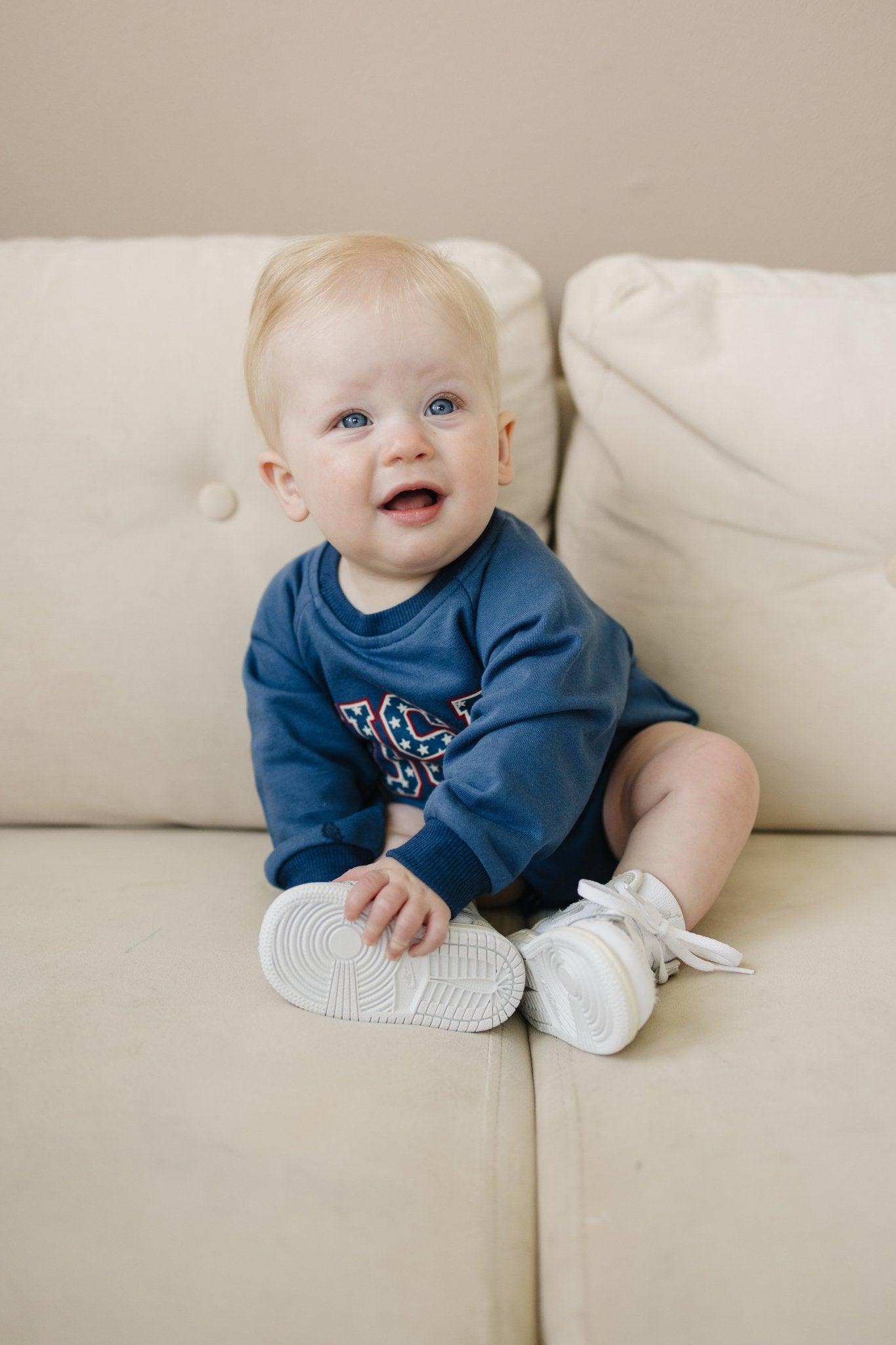 USA Stars Sweatshirt Romper
