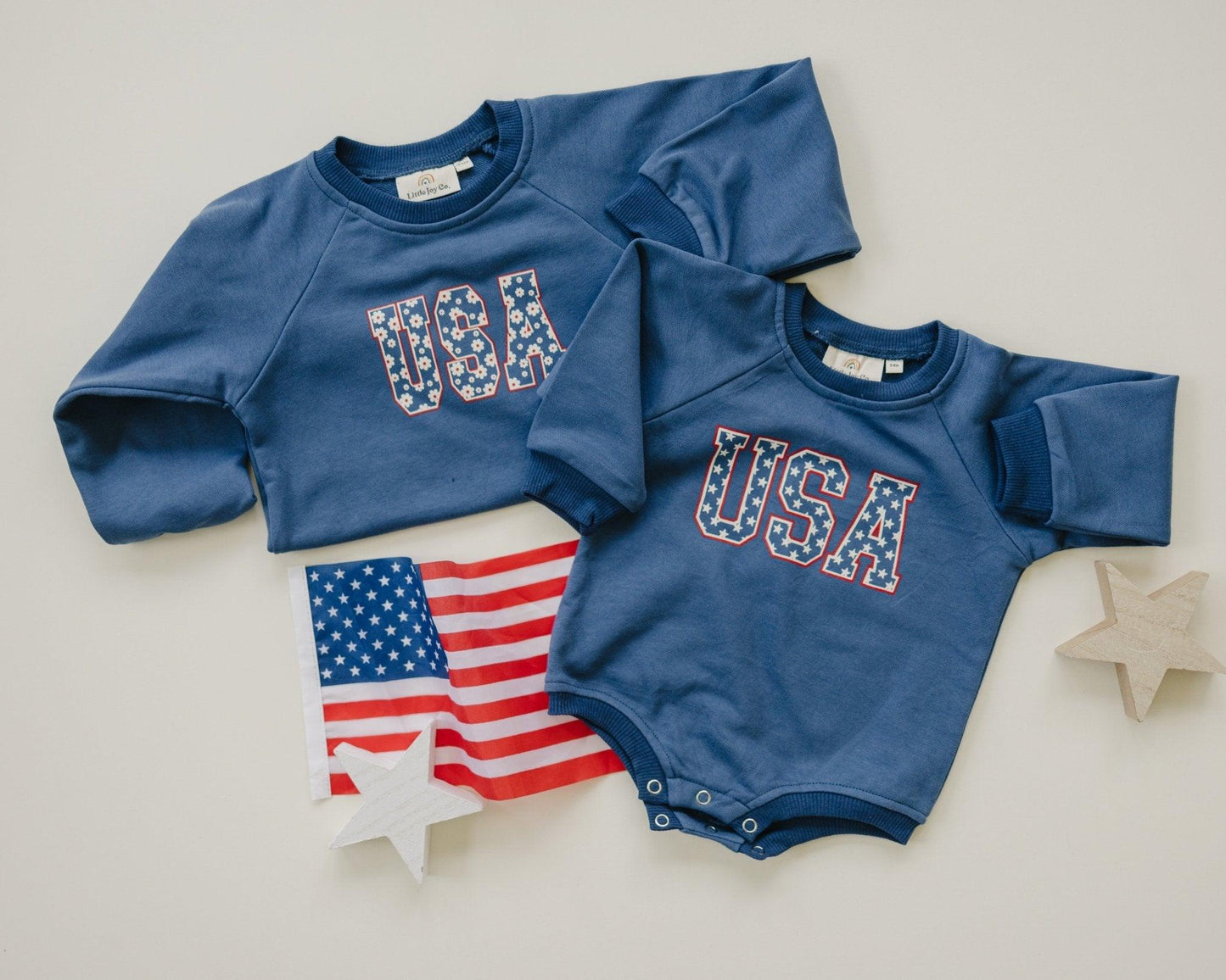 USA Stars Sweatshirt Romper