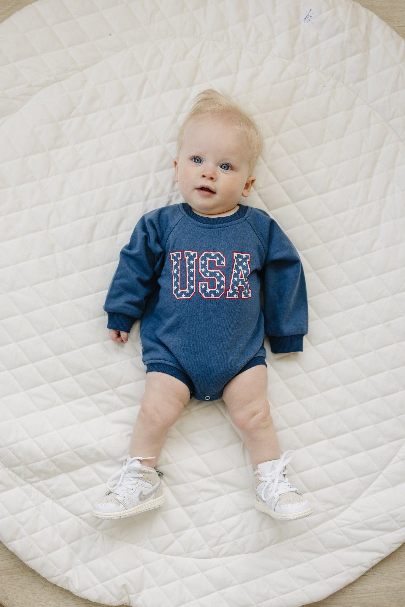 USA Stars Sweatshirt Romper