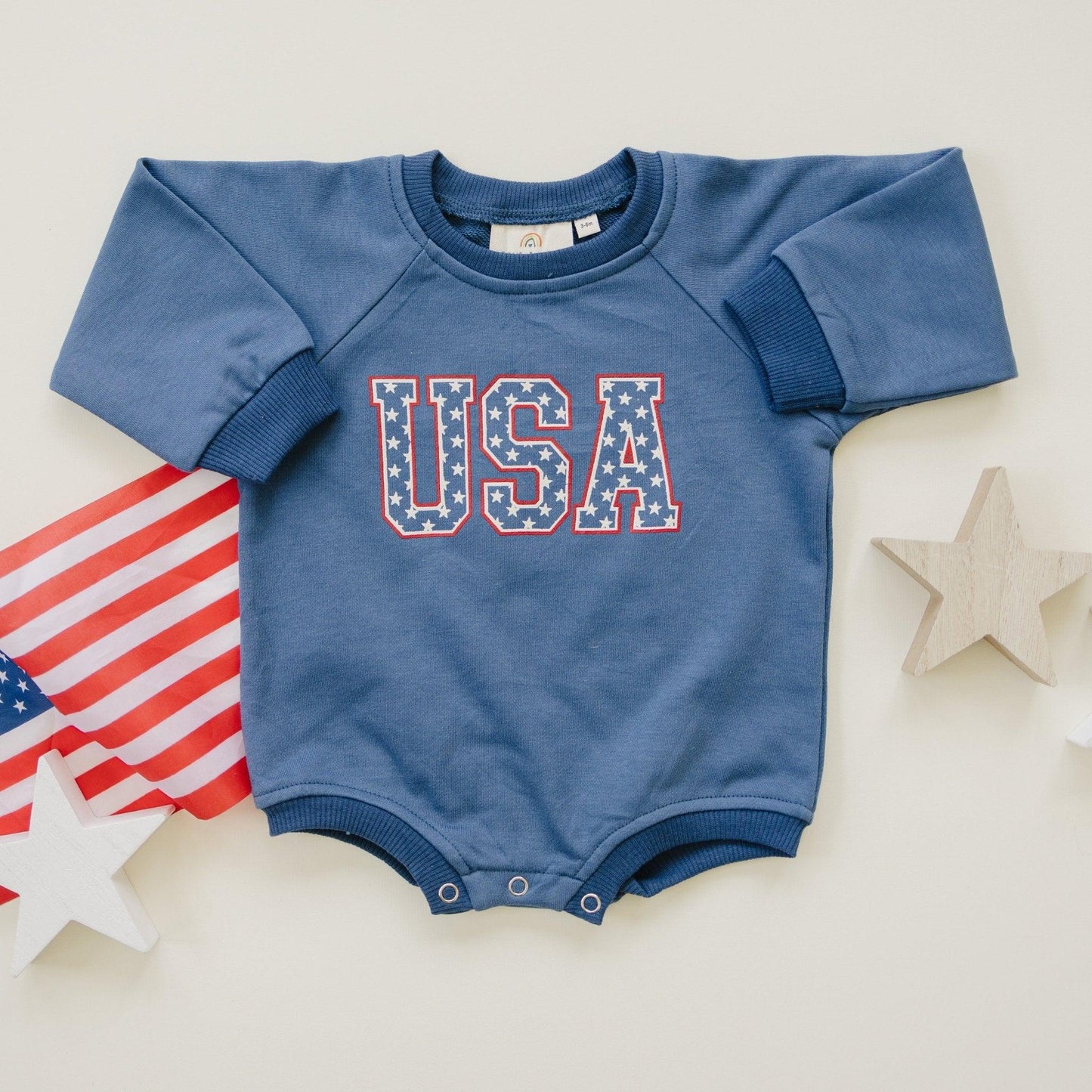 USA Stars Sweatshirt Romper