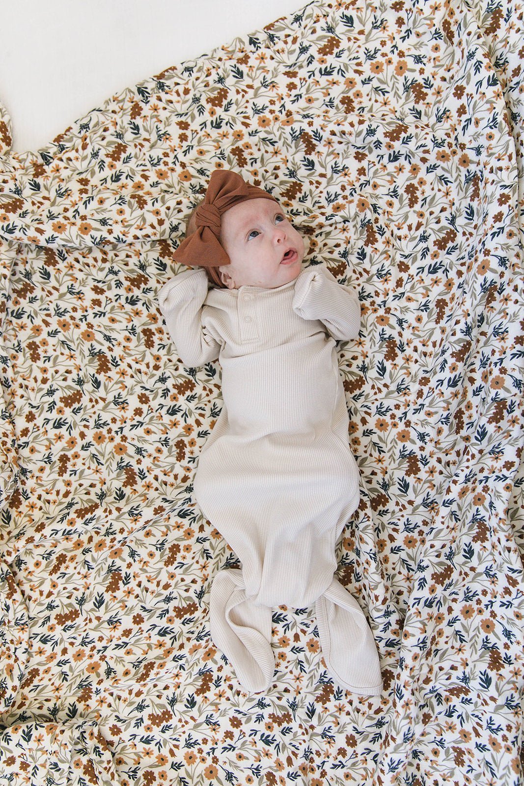 Vanilla Organic Cotton Ribbed Knot Gown - Mack & Harvie
