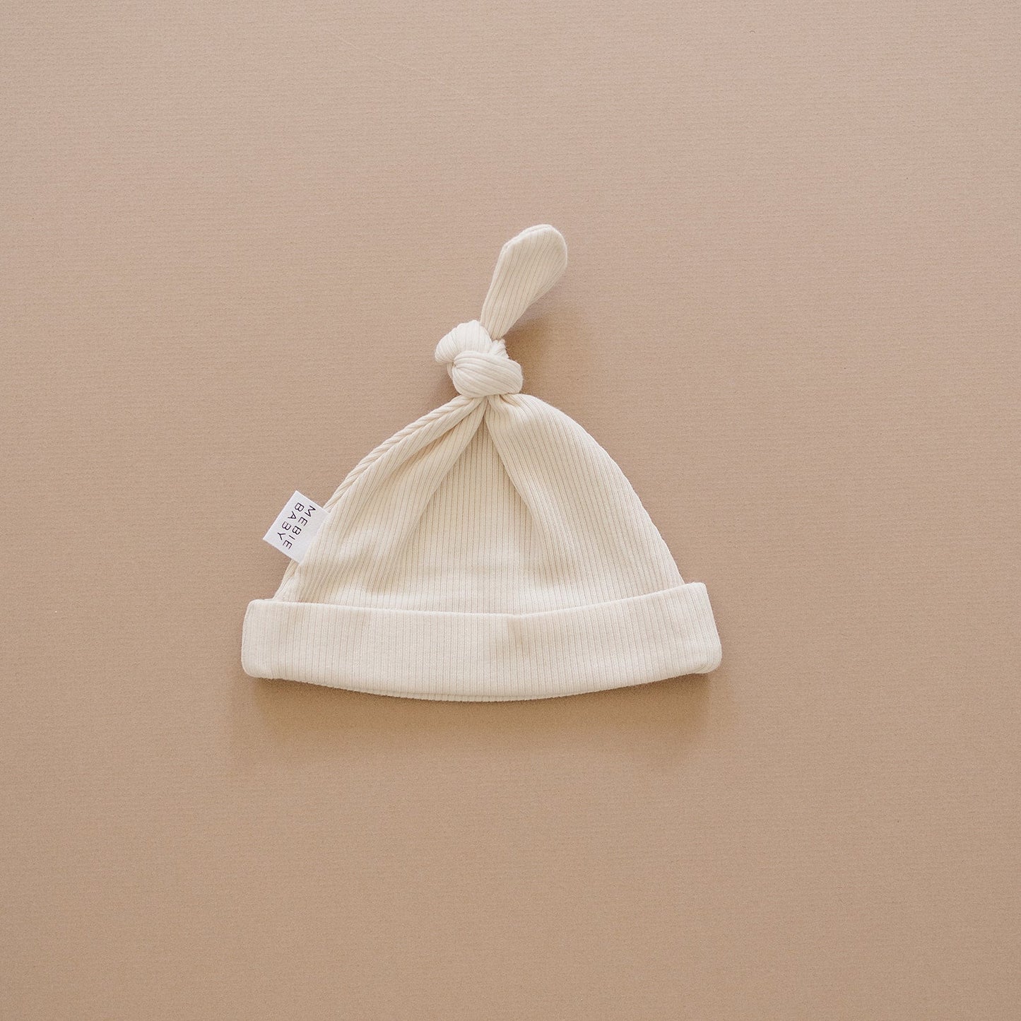Vanilla Organic Ribbed Newborn Knot Hat - Mack & Harvie
