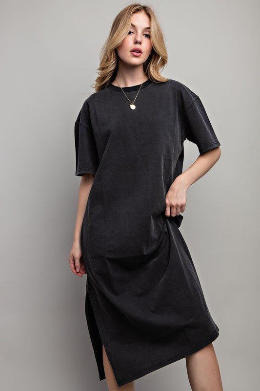 VENTED HEAVY COTTON WASHED DRESS - Mack & Harvie
