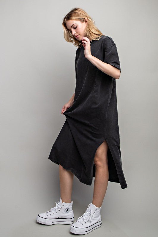 VENTED HEAVY COTTON WASHED DRESS - Mack & Harvie