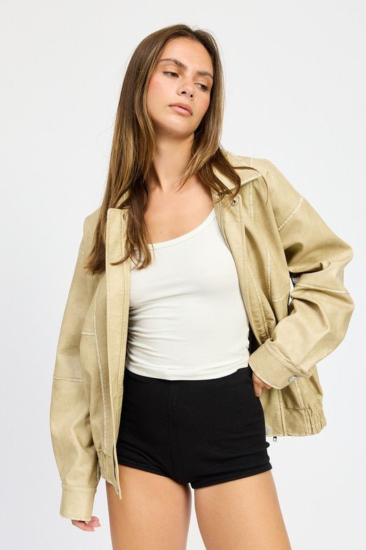 VINTAGE PU OVERSIZED BOMBER JACKET - Mack & Harvie