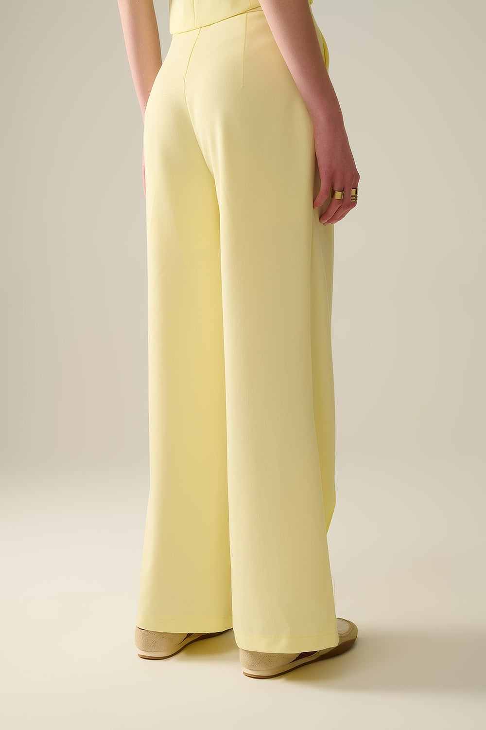 Wide Leg Tailored Pants in Yellow