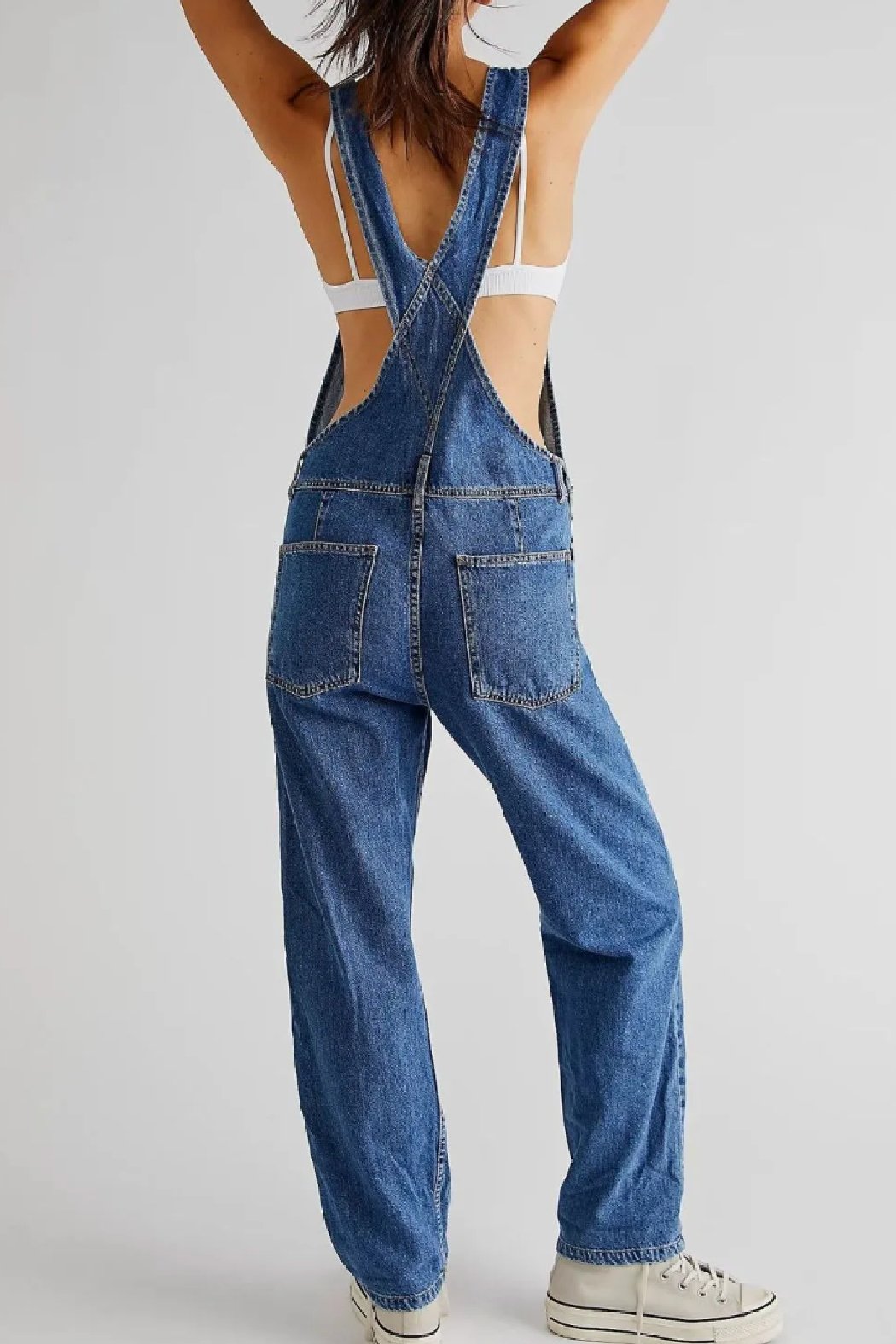 Wide Strap Square Neck Denim Overalls