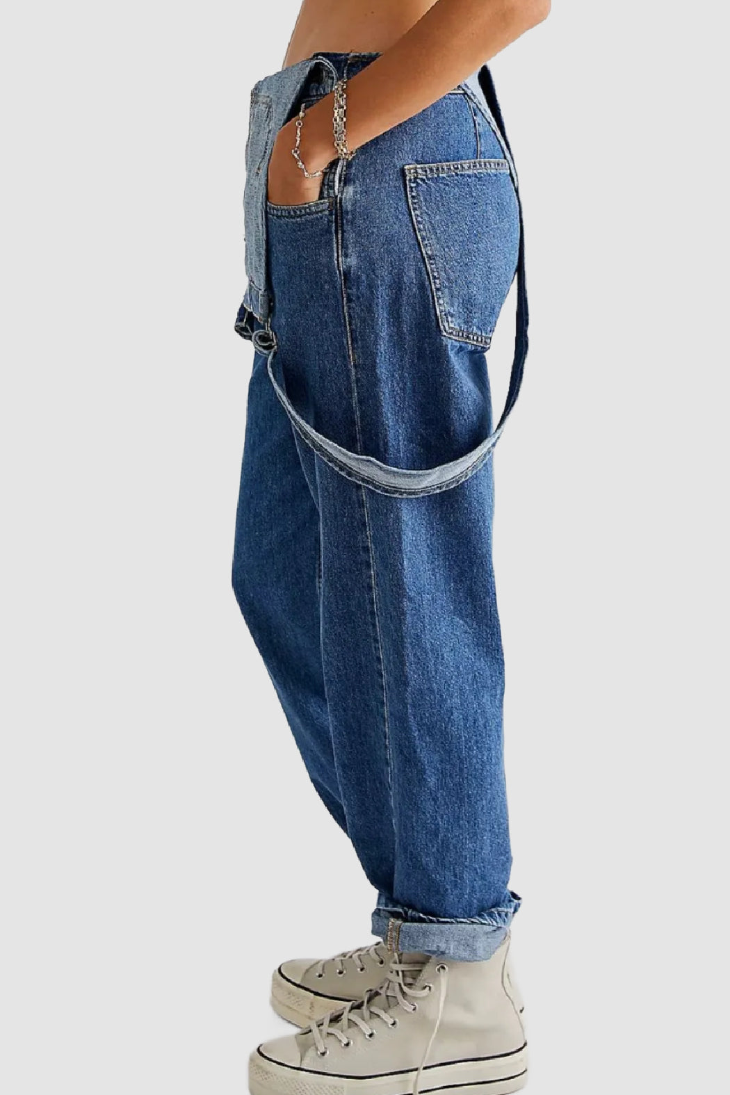 Wide Strap Square Neck Denim Overalls