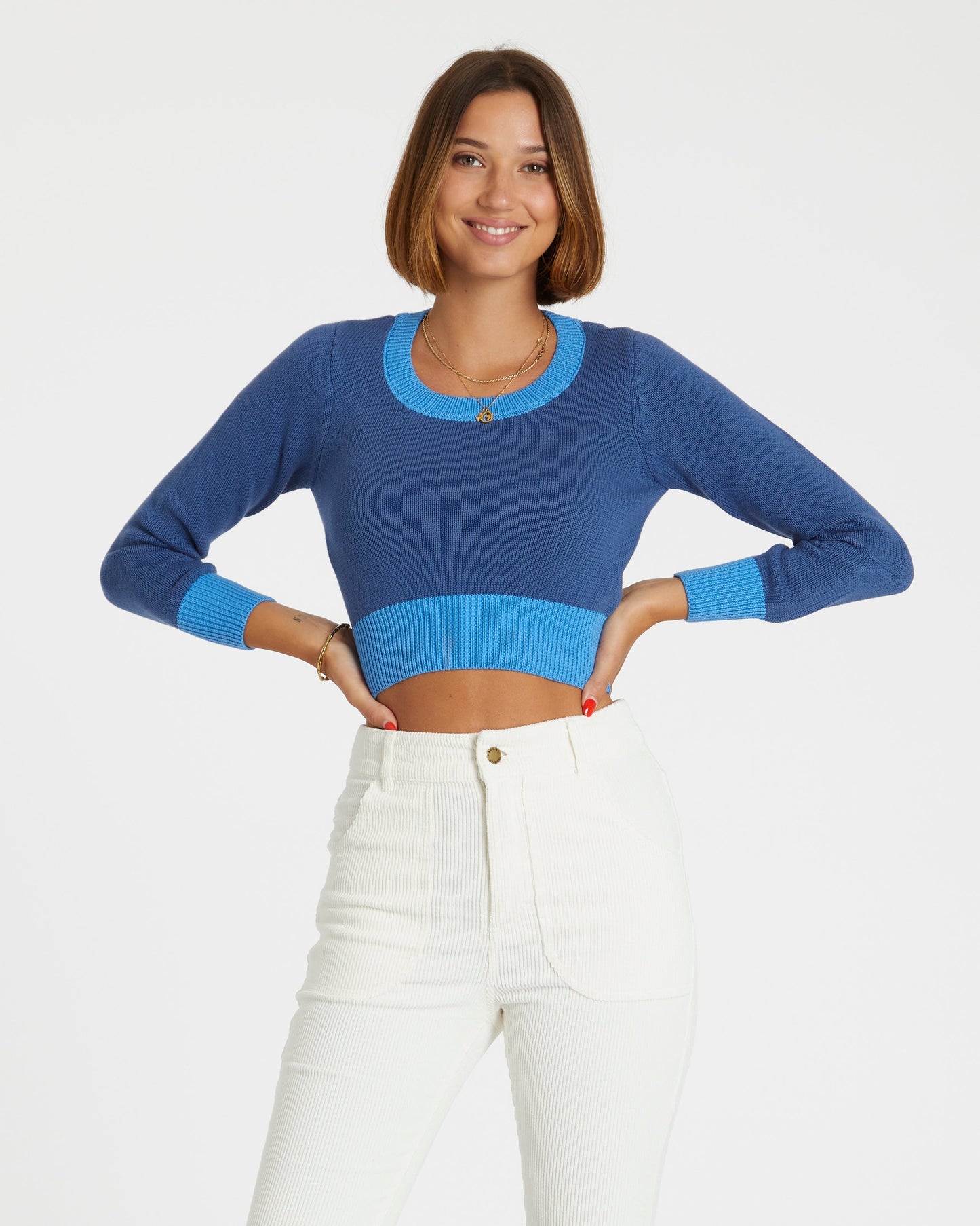 Crop Sweater (Navy/Blue Poppy)