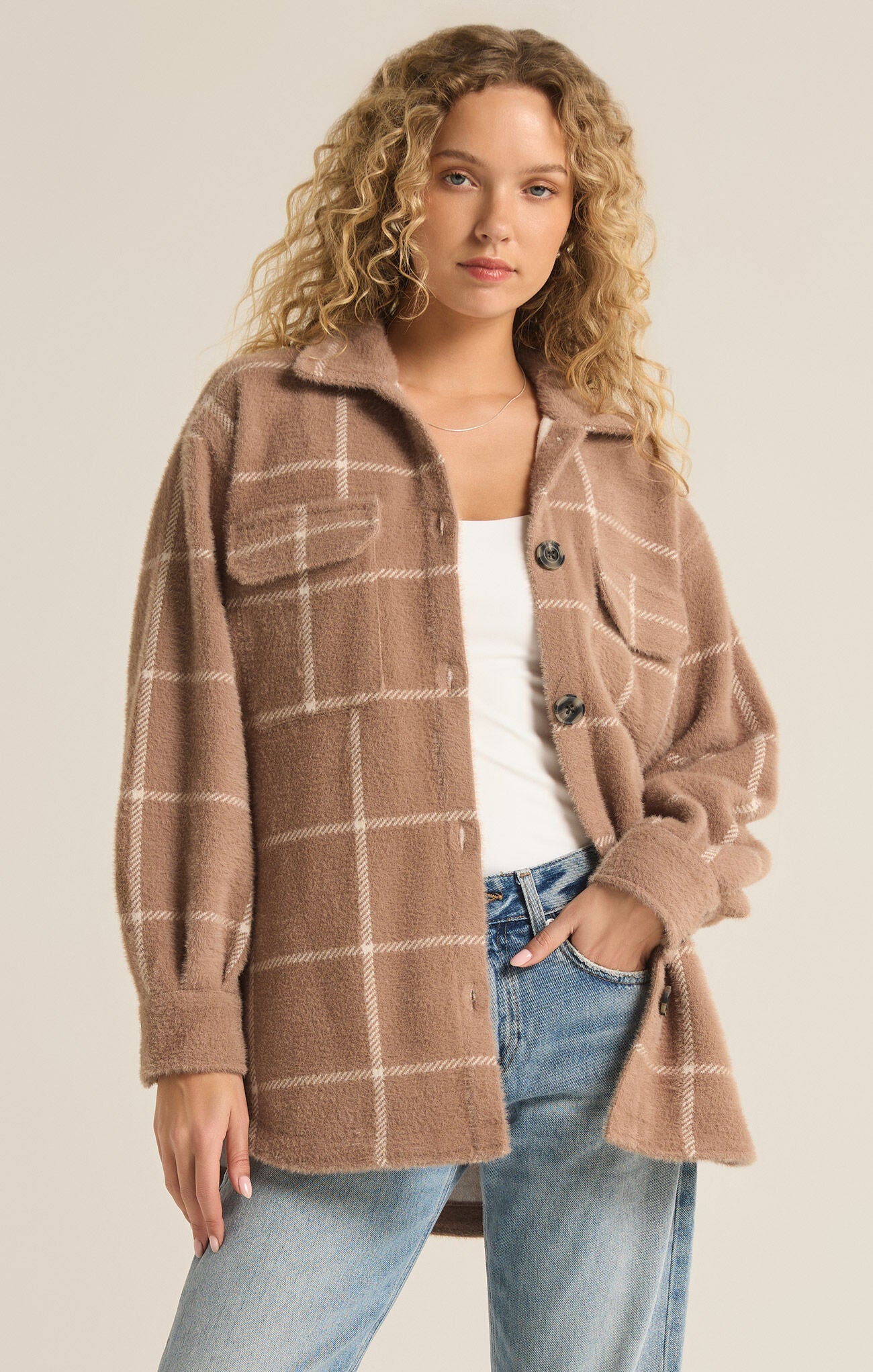 PLAID TUCKER SHIRT JACKET