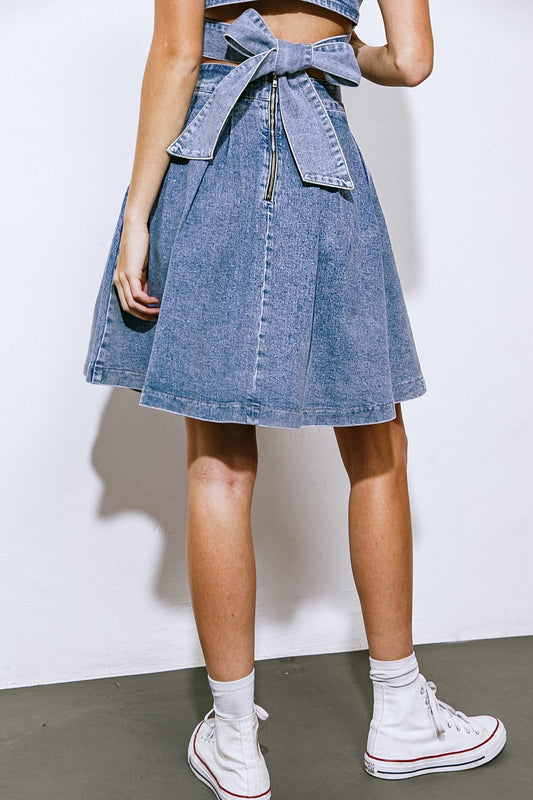 YOUR EYES ON MINE DENIM MINI SKIRT - Mack & Harvie