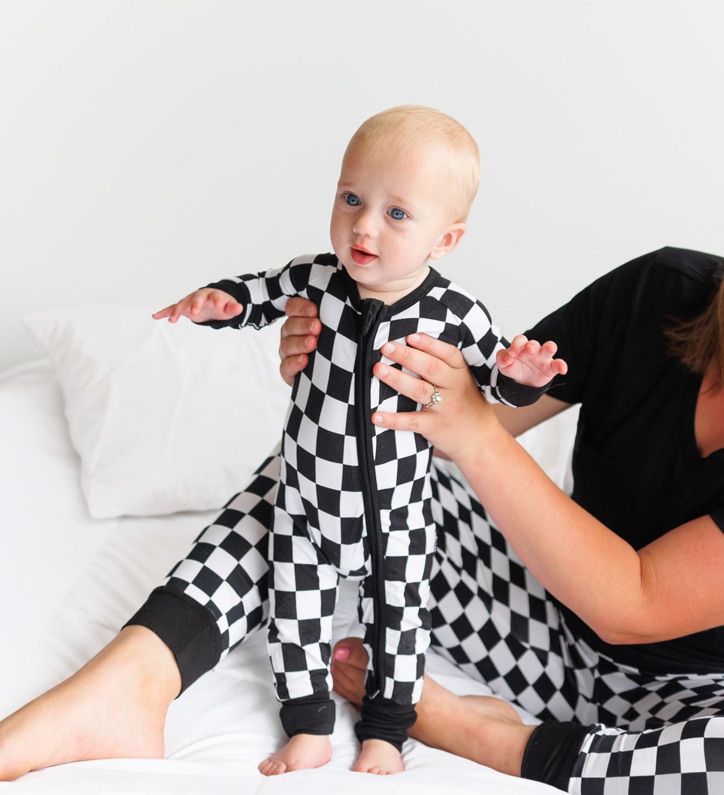 ZIP ROMPER - B+W Checkered - Mack & Harvie