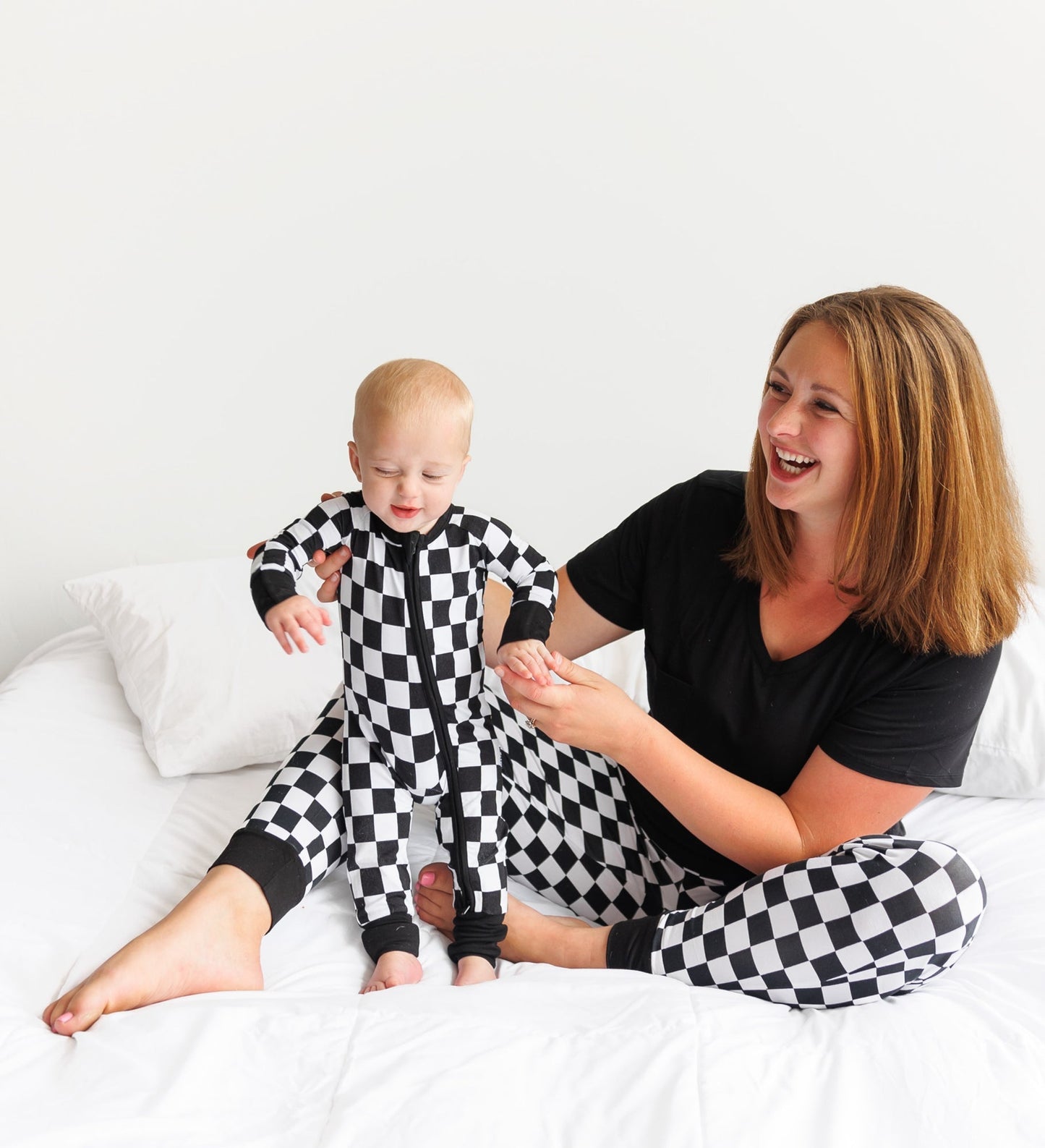 ZIP ROMPER - B+W Checkered - Mack & Harvie