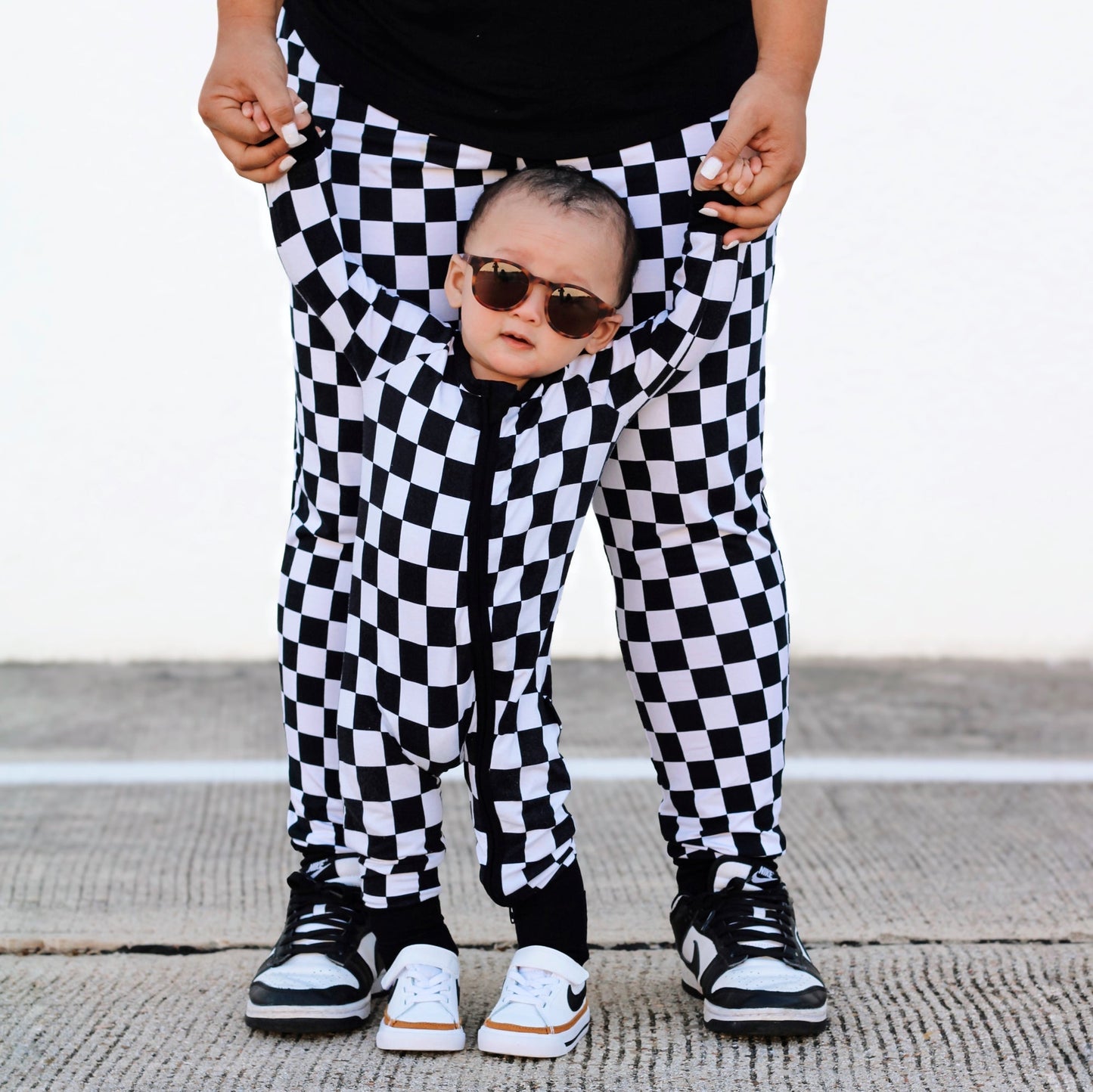 ZIP ROMPER - B+W Checkered - Mack & Harvie