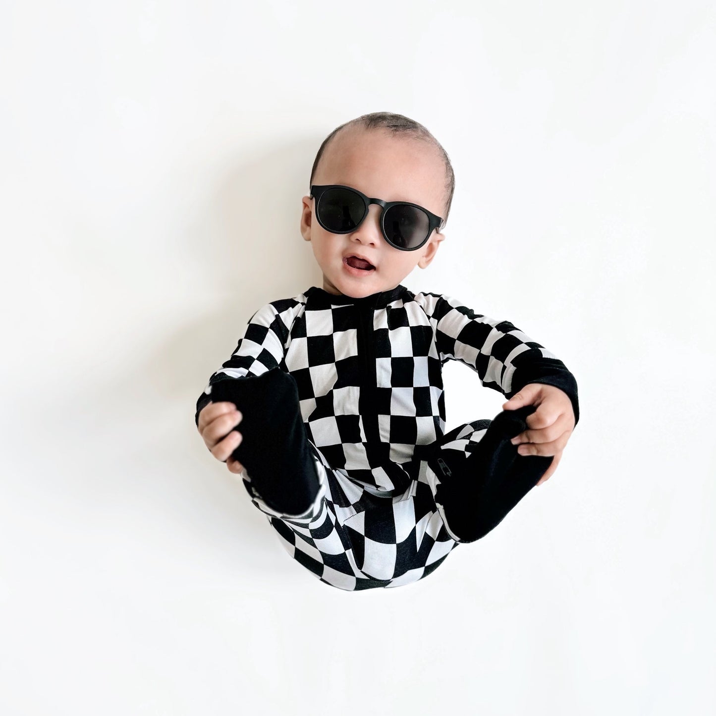 ZIP ROMPER - B+W Checkered - Mack & Harvie