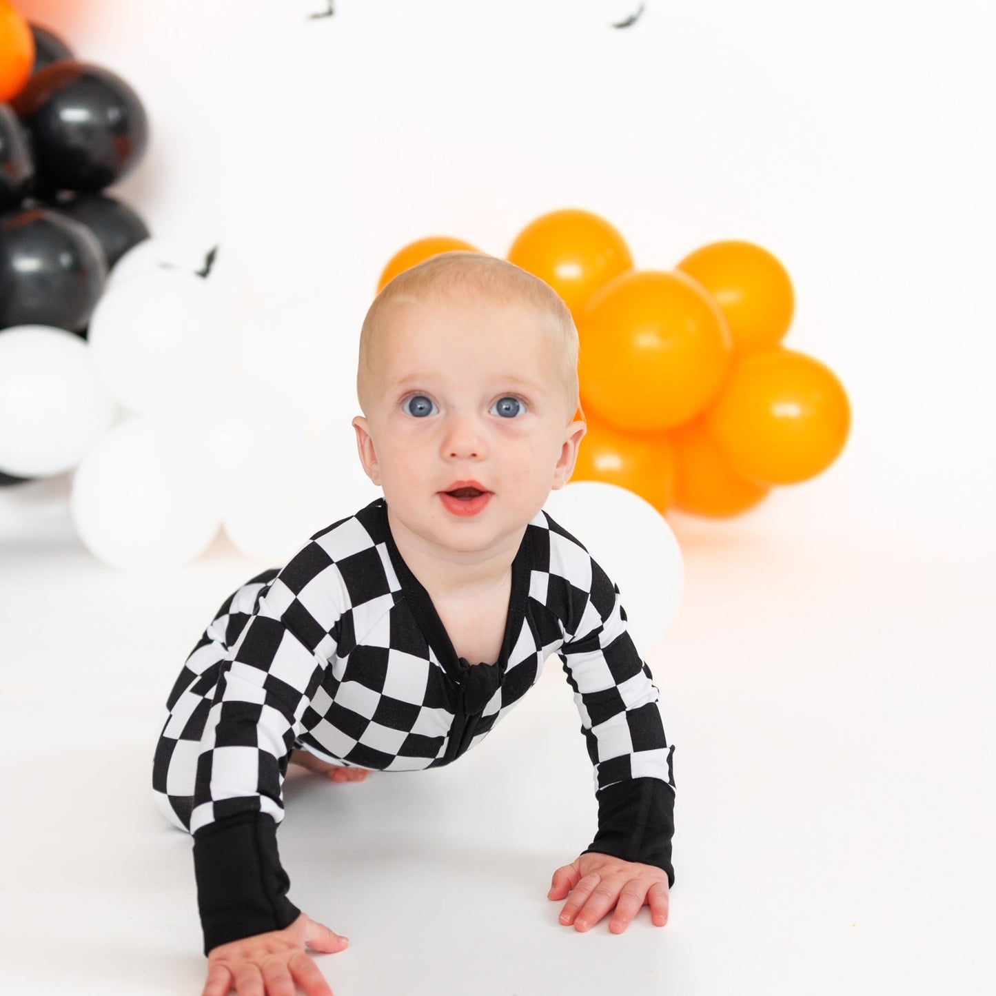 ZIP ROMPER - B+W Checkered - Mack & Harvie