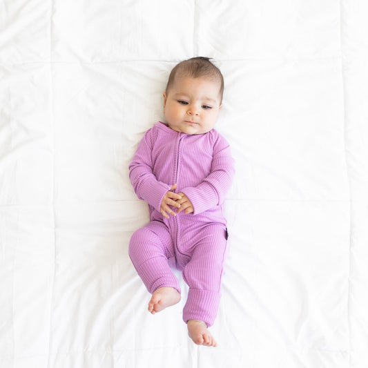 ZIP ROMPER - Lilac Ribbed - Mack & Harvie