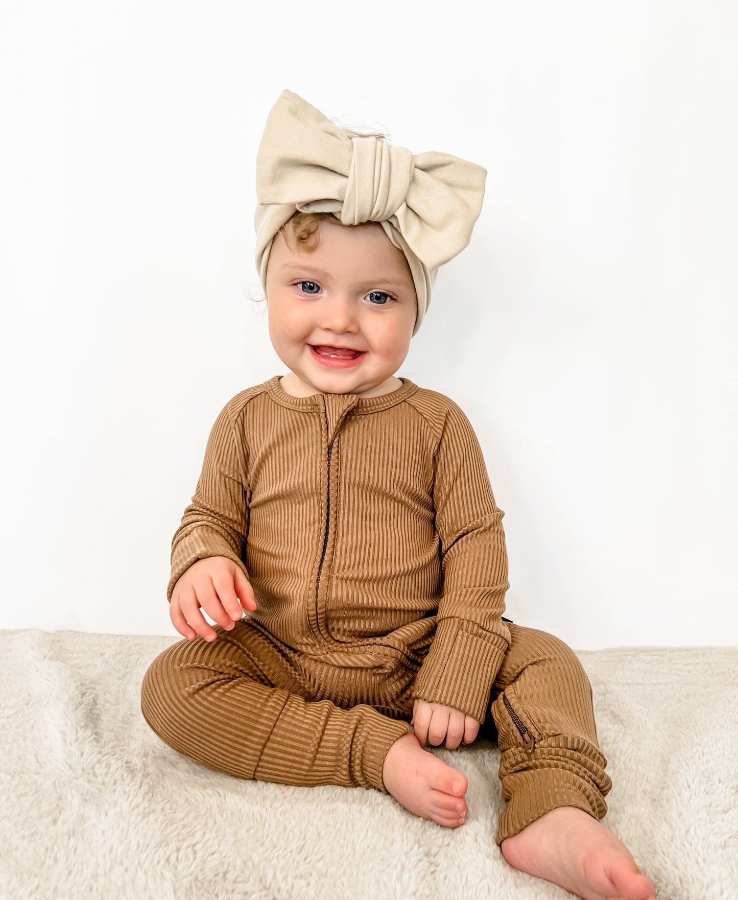 ZIP ROMPER - Mocha Ribbed - Mack & Harvie