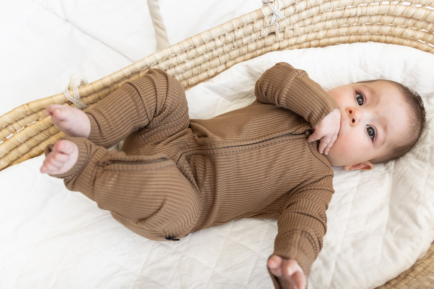 ZIP ROMPER - Mocha Ribbed - Mack & Harvie