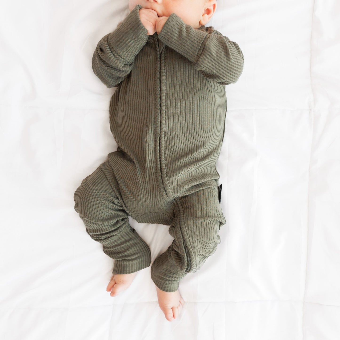 ZIP ROMPER - Moss Ribbed - Mack & Harvie