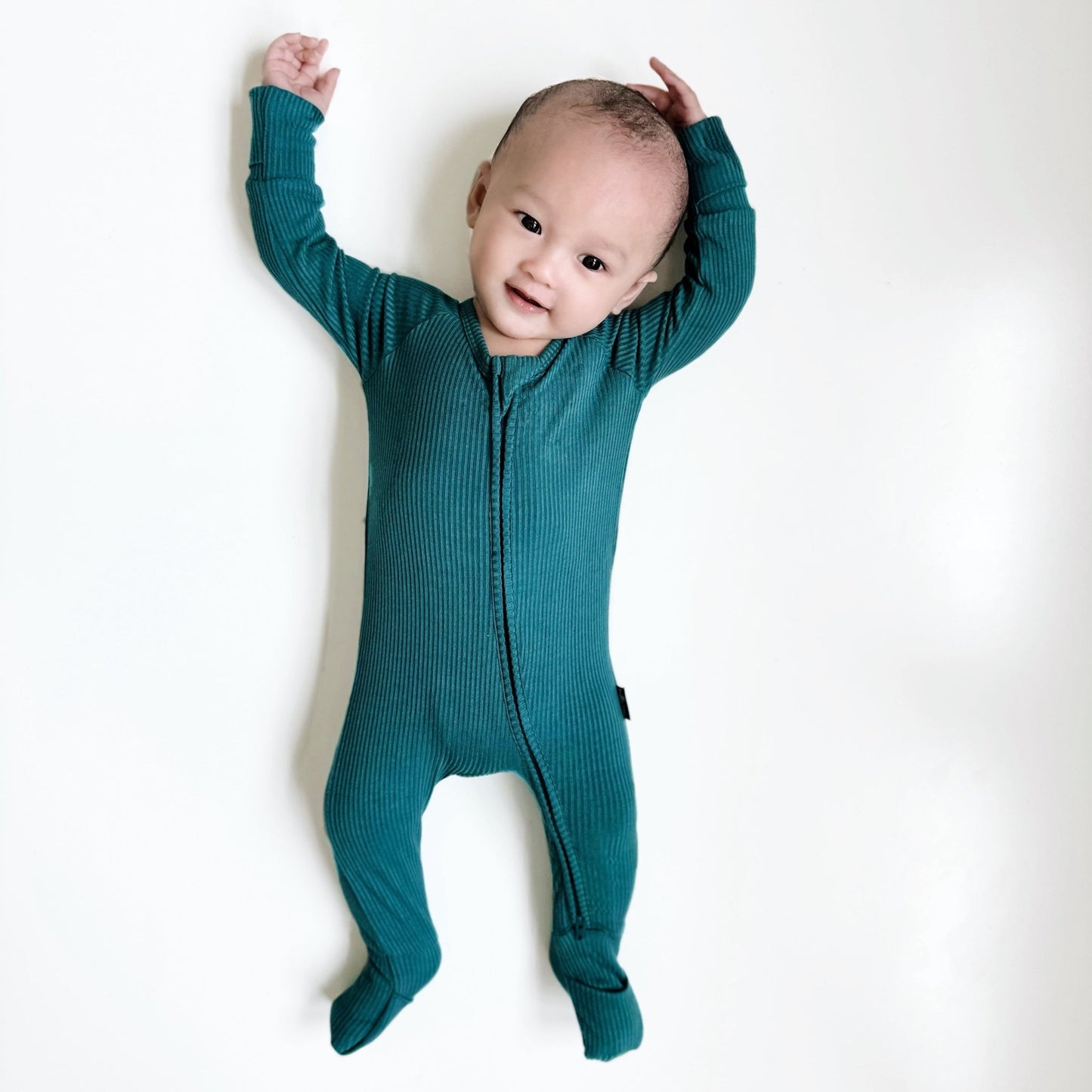 ZIP ROMPER - Peacock Ribbed - Mack & Harvie