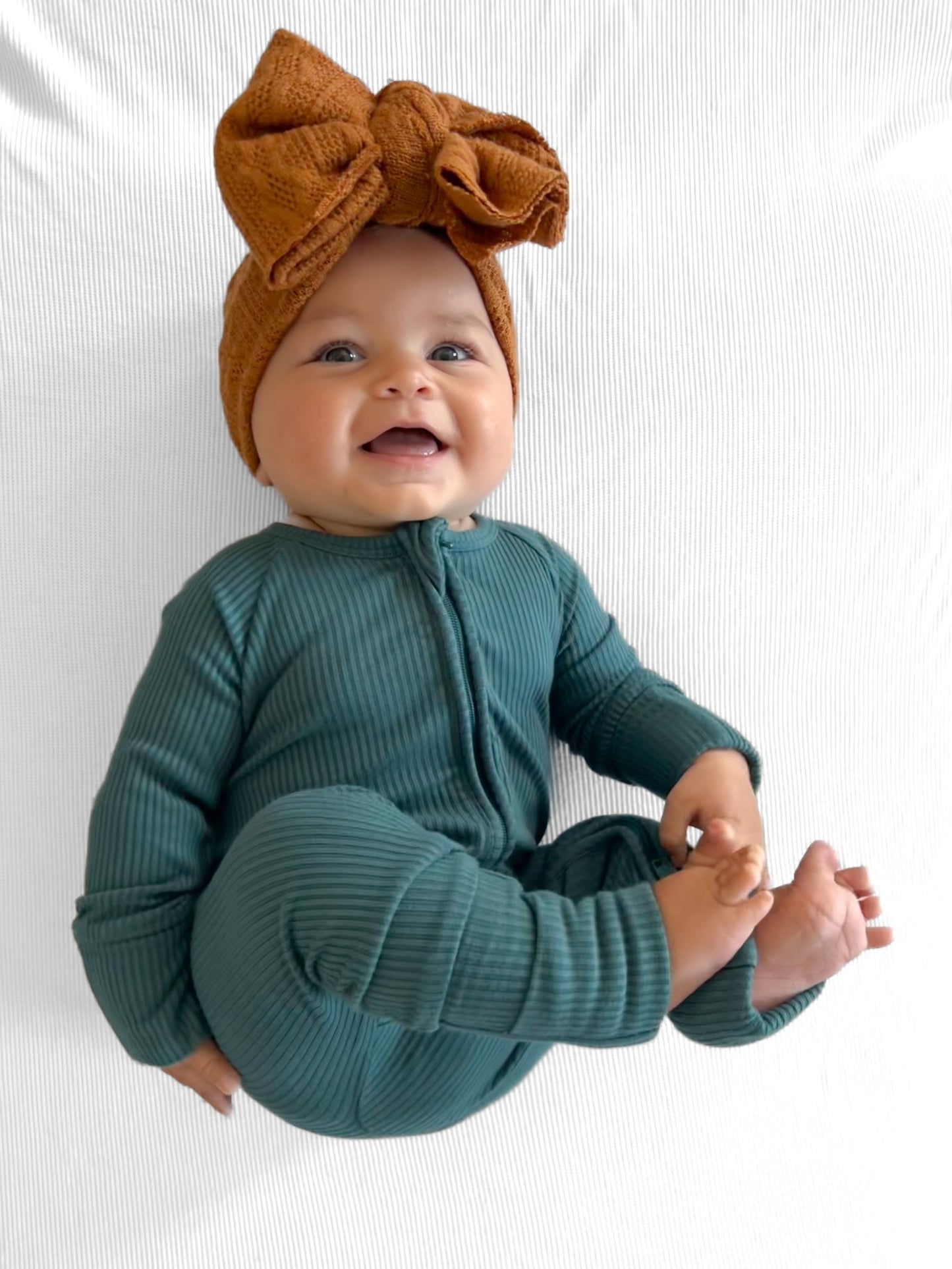 ZIP ROMPER - Peacock Ribbed - Mack & Harvie