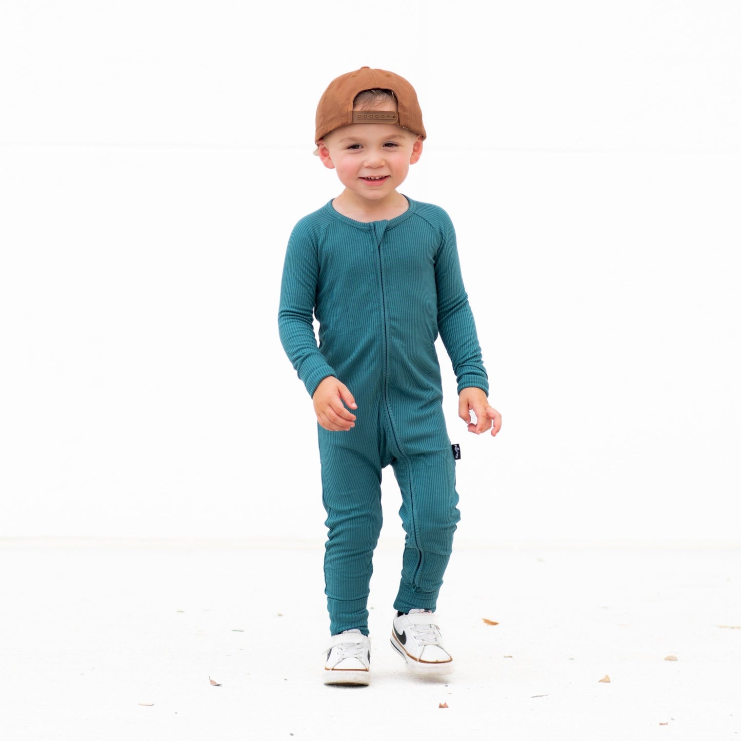 ZIP ROMPER - Peacock Ribbed - Mack & Harvie