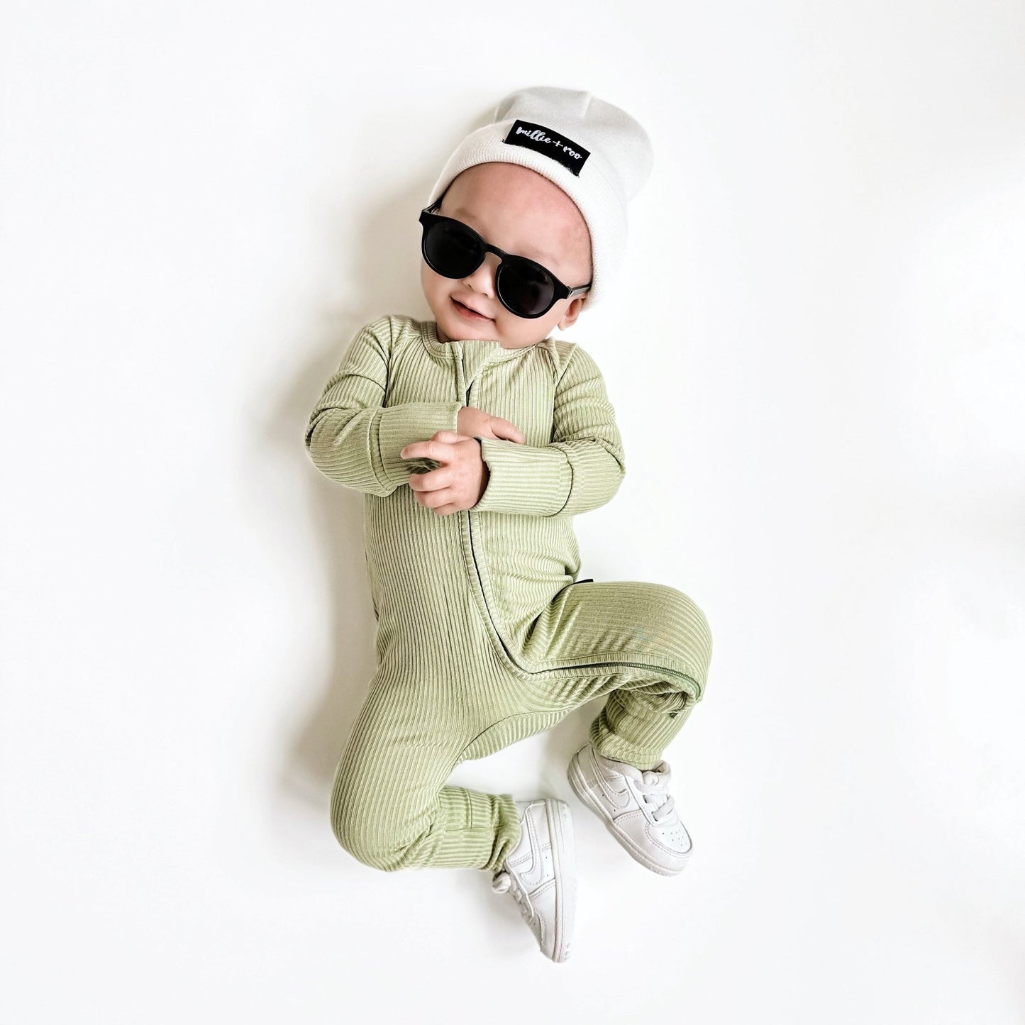 ZIP ROMPER - Pistachio Ribbed - Mack & Harvie