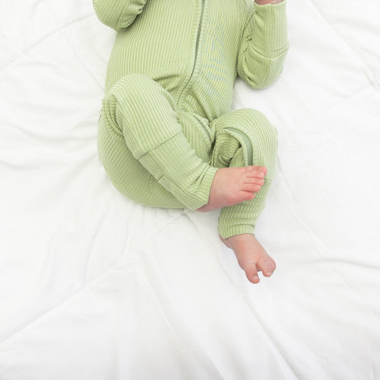 ZIP ROMPER - Pistachio Ribbed - Mack & Harvie