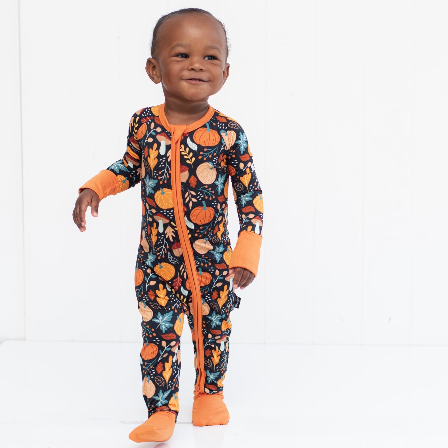 ZIP ROMPER - Pumpkin Leaves - Mack & Harvie