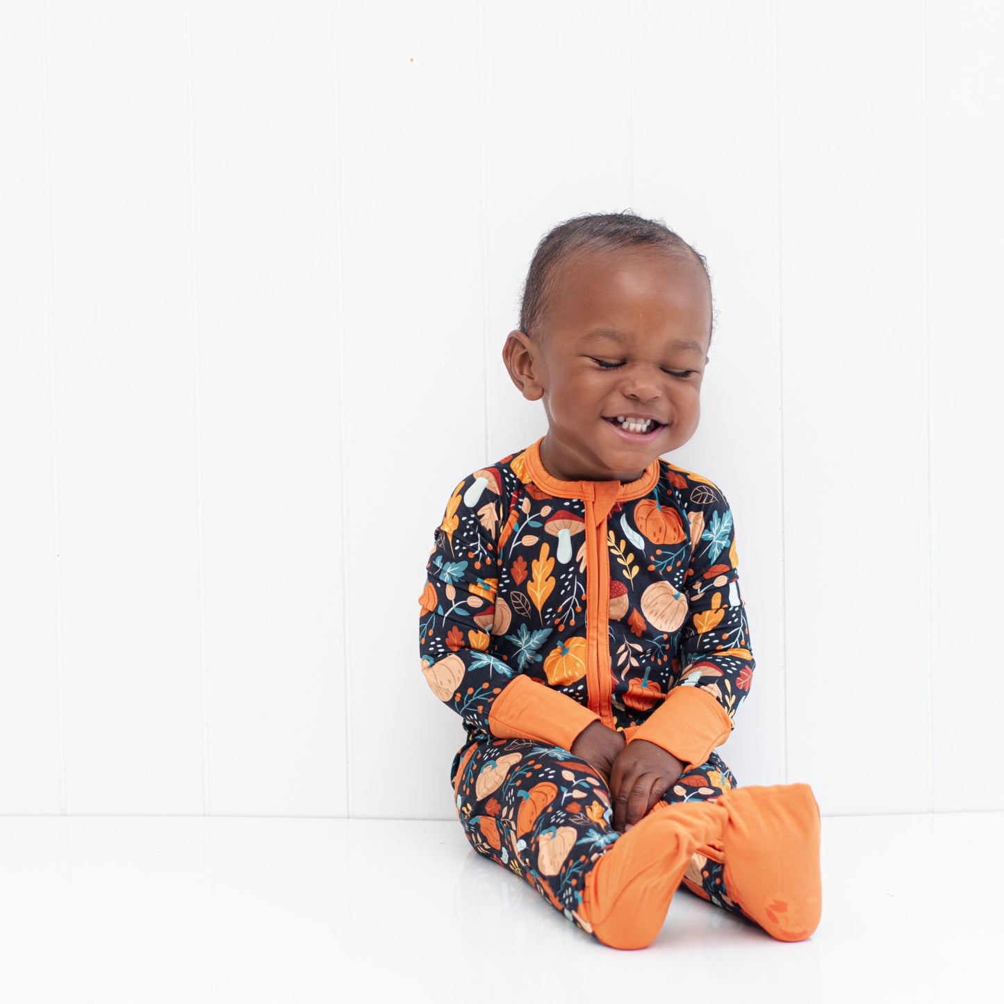 ZIP ROMPER - Pumpkin Leaves - Mack & Harvie