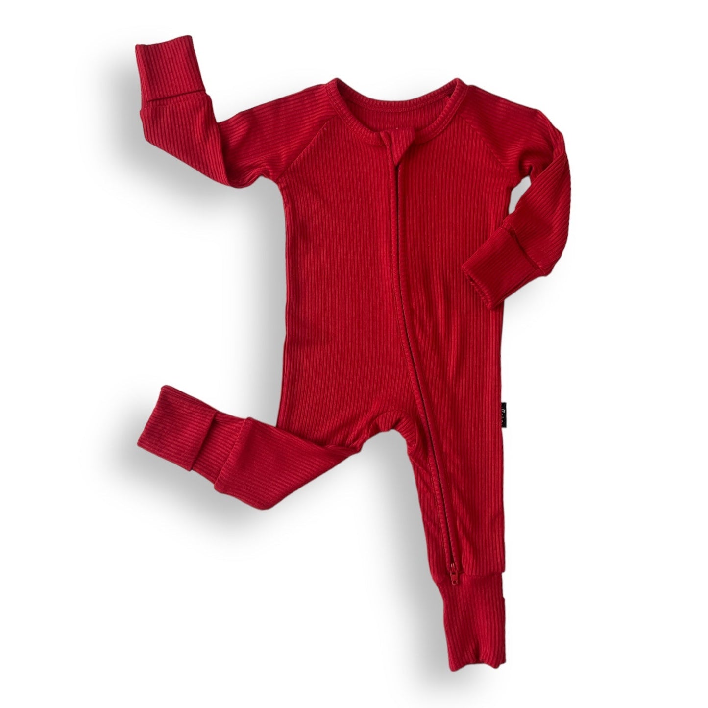 ZIP ROMPER - Red Ribbed - Mack & Harvie