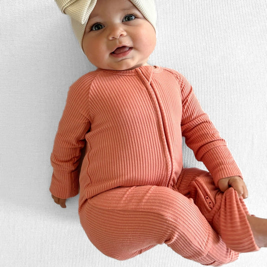 ZIP ROMPER - Red Rock Ribbed - Mack & Harvie