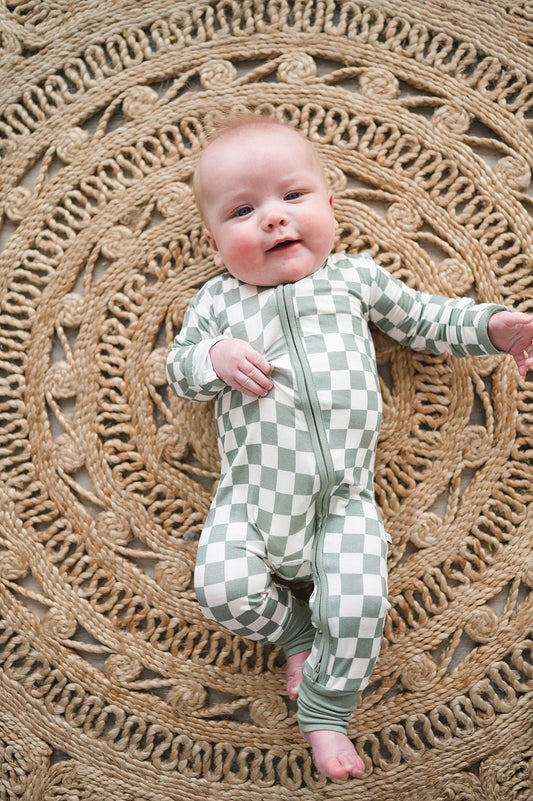 Zipper Romper - Jade Checker - Mack & Harvie