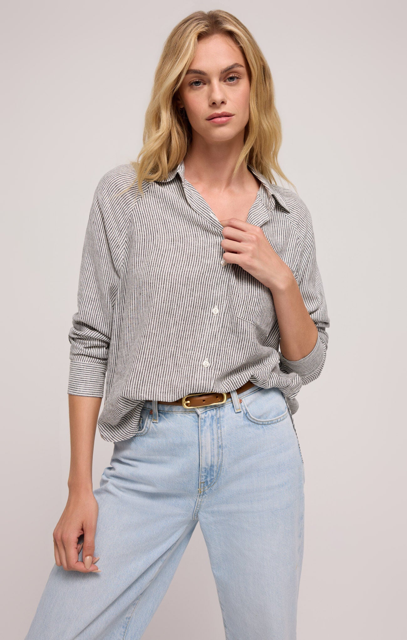 PERFECT LINEN STRIPE TOP