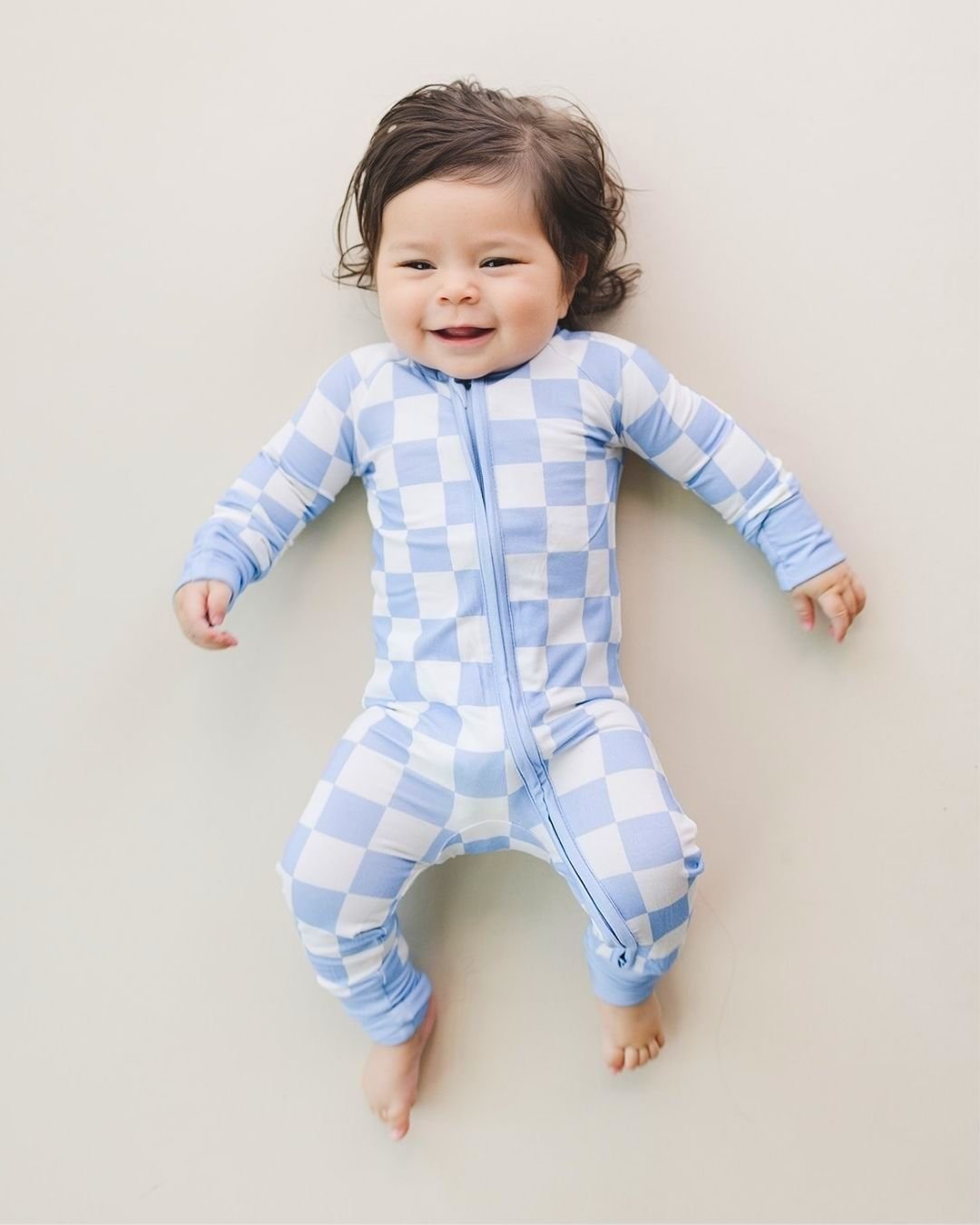 Bamboo Zip Romper | Blue Checkered - Mack & Harvie