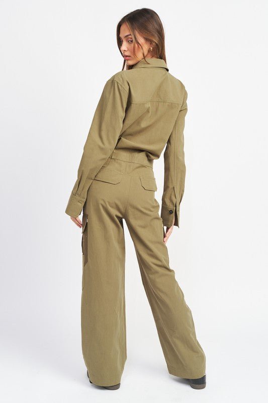 BOTTON DOWN CARGO JUMPSUIT - Mack & Harvie