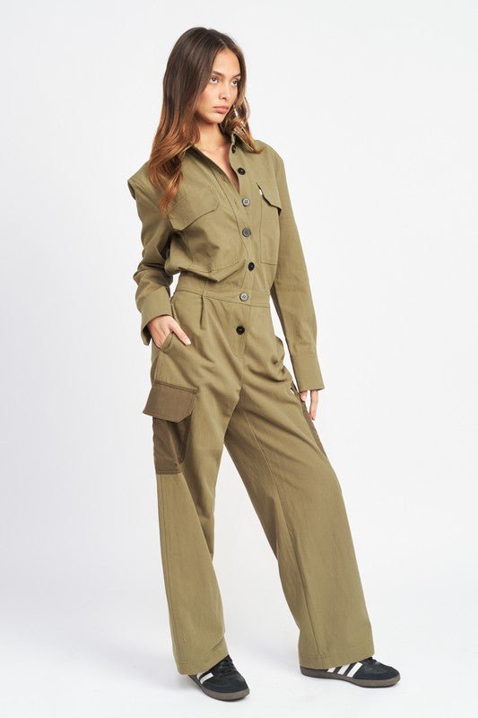 BOTTON DOWN CARGO JUMPSUIT - Mack & Harvie