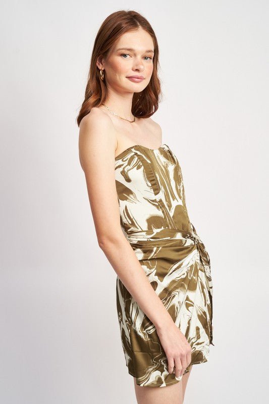 BUSTIER MINI DRESS WITH WAIST TIE - Mack & Harvie